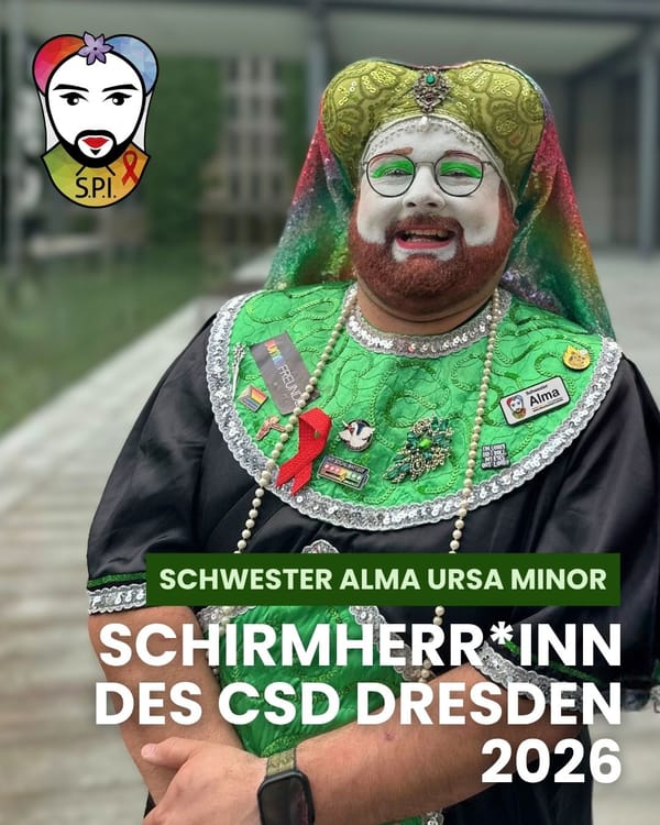 CSD Dresden 2026: Schwester Alma Ursa Minur übernimmt die Schirmherrschaft